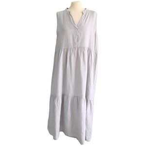 Bellambra Italy Linen Stone Ivory Dress XL Sleeveless Flowy Tiered Minimalist
